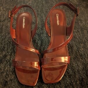 Calvin Klein Women's Glossy Brown Sandals